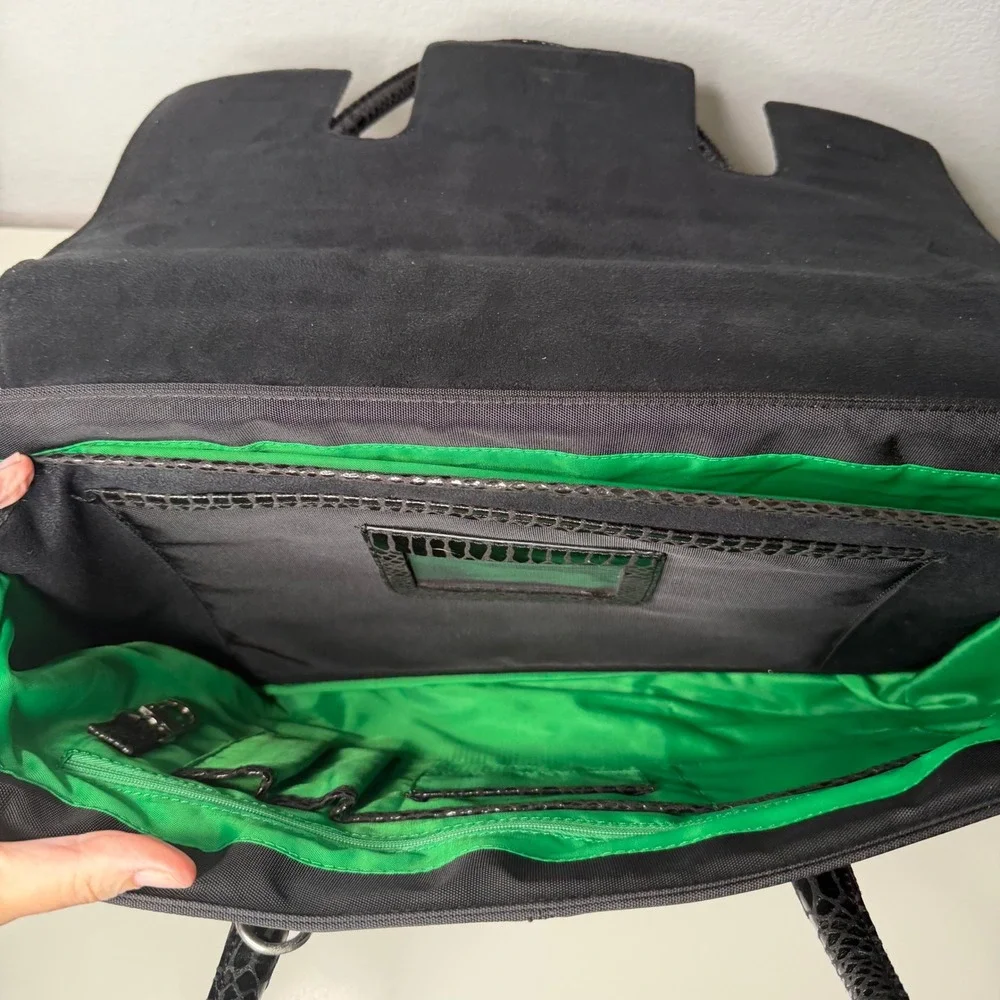 Women in Business London Tote Laptop Bag Black Snakeskin Embossed Canvas
